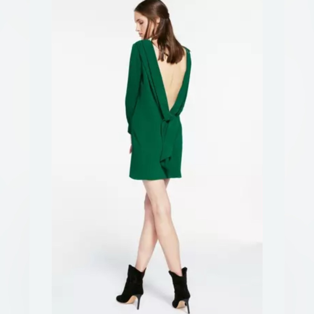 BA&SH Celest Lady Dress Green Open Back Mini Flirty Cocktail Feminine 4